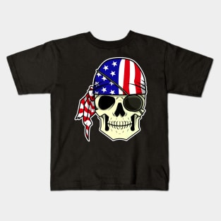 Patriotic 4th July Skull Kids T-Shirt